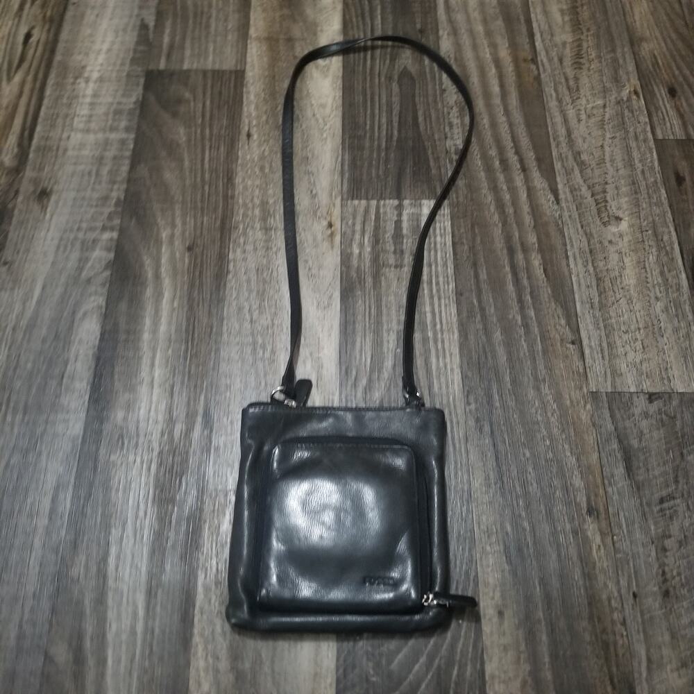 Fossil Pebble Black Leather Bag Purse Y2k